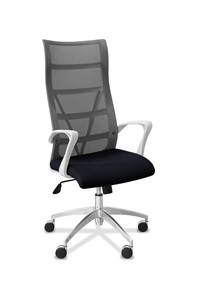 Кресло офисное Топ X белый каркас, сетка/ткань TW / серая/черная в Саранске