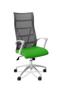Кресло для руководителя Топ X белый каркас, сетка/ткань TW / серая/салатовая в Саранске