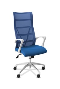 Кресло в офис Топ X белый каркас, сетка/ткань TW / синяя/голубая в Саранске