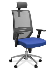 Кресло для персонала Aero с подголовником, сетка/ткань TW / черная/ синяя в Саранске