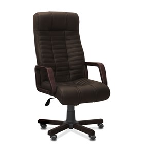 Офисное кресло Атлант W, экокожа премиум / тёмно-коричневая CN1113/ дерево - венге в Саранске