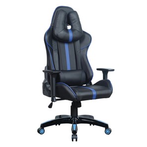 Офисное кресло BRABIX "GT Carbon GM-120", две подушки, экокожа, черное/синее, 531930 в Саранске