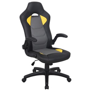 Офисное кресло BRABIX "Skill GM-005", откидные подлокотники, экокожа, черное/желтое, 532494 в Саранске