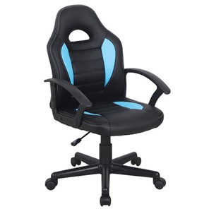 Офисное кресло BRABIX "Spark GM-201", экокожа, черное/голубое, 532505 в Саранске
