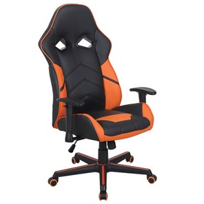 Офисное кресло BRABIX "Storm GM-006", регулируемые подлокотники, экокожа, черное/оранжевое, 532502 в Саранске