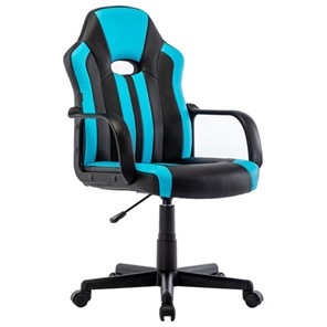 Офисное кресло BRABIX "Stripe GM-202", экокожа, черное/голубое, 532509 в Саранске