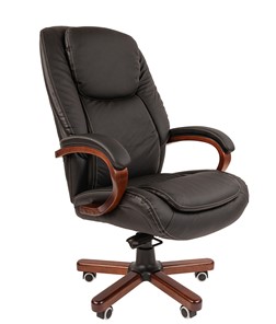 Кресло офисное CHAIRMAN 408 кожа черная в Саранске