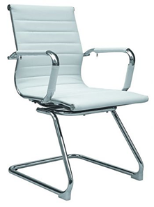 Офисное кресло ДамОфис B110 на полозьях, экокожа / хром, белый в Саранске