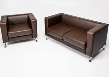 Комплект мебели Альбиони коричневый кожзам  диван 2Д + кресло в Саранске