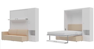 Подъемная кровать Кровать-трансформер Smart (КД 1400+ШП), шкаф правый, левый подлокотник в Саранске
