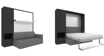 Подъемная кровать Кровать-трансформер Smart (ШЛ+КД 1400), шкаф левый, правый подлокотник в Саранске