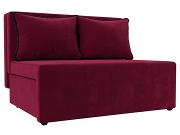 Прямой диван Лагуна, Бордовый/Черный (Микровельвет) в Саранске
