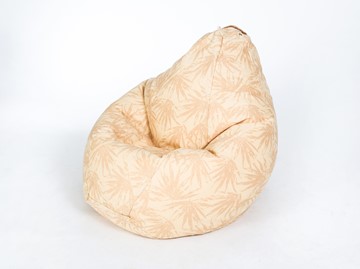 Кресло-мешок Груша малое, жаккард, бежевые листья в Саранске
