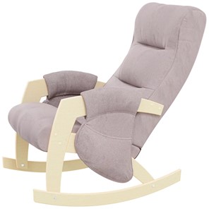 Кресло-качалка ЭЛИТ с карманами Джанни (каркас дуб, сиденье серо-розовое) в Саранске