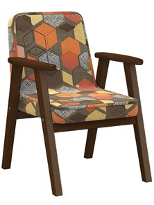 Кресло Ретро ткань геометрия коричневый, каркас орех в Саранске