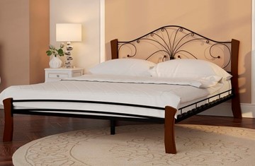 Двуспальная кровать Фортуна 4 Лайт, 1600, черный/махагон в Саранске