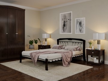 Кровать спальная Муза 4 Лайт, 1600, черный/шоколад в Саранске