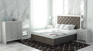 Двуспальная кровать с механизмом Сарма Манхэттен 160х200 (с коробом), высота спинки - 140 см в Саранске