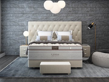 Спальная кровать Luxe/Podium M 160х200, Флок (Велсофт Бежевый) в Саранске