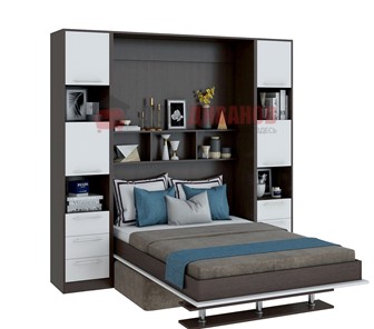 Кровать-шкаф с диваном DetalMaster Бела 1, с полкой ножкой, 1200х2000, венге/белый в Саранске