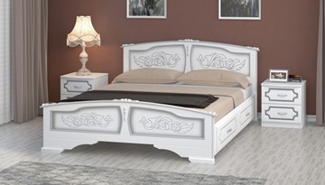 Кровать с выкатными ящиками Елена (Белый Жемчуг) 160х200 в Саранске