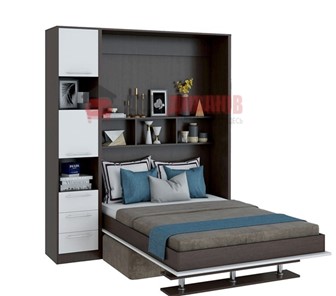Кровать-шкаф с диваном Бела 1, с полкой ножкой с 1 пеналом, 1600х2000, венге/белый в Саранске