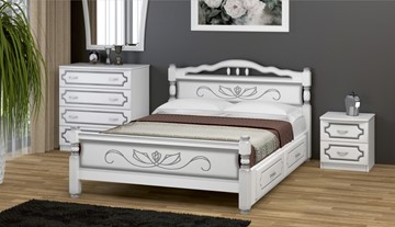 Кровать с выкатными ящиками Карина-5 (Белый Жемчуг) 160х200 в Саранске
