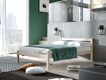 Спальная кровать Мебельград Рино с опорными брусками 160х200 массив сосны, без покрытия в Саранске