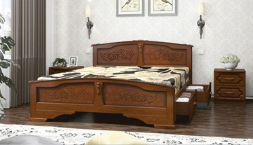 Кровать с выкатными ящиками Елена (Орех) 140х200 в Саранске
