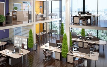 Комплект офисной мебели Xten в опенспэйс для четырех сотрудников в Саранске