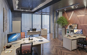 Офисный набор мебели Wave 3, 3 рабочих места и шкафы в Саранске