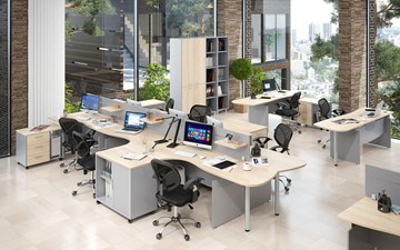 Комплект офисной мебели OFFIX-NEW для 4 сотрудников с двумя шкафами в Саранске