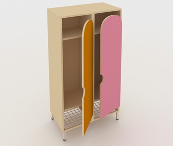 Двухдверный детский шкаф ШГС2 Беж + Розовый+Оражневый в Саранске