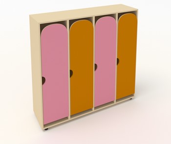 Распашной шкаф детский ШГ4У Беж+Оранжевый+Розовый в Саранске