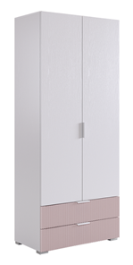 Шкаф двухдверный с ящиками Зефир 108.01 (белое дерево/пудра розовая (эмаль)) в Саранске