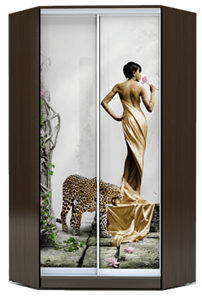 Шкаф угловой 2300х1103, ХИТ У-23-4-77-03, Девушка с леопардом, венге в Саранске