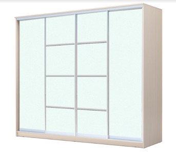 Шкаф 4-х дверный ХИТ 23-24/2-8888, с матовым стеклом, разделительные планки х2, Дуб млечный в Саранске