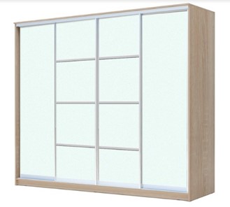 Шкаф 4-х дверный ХИТ 22-4-24/2-8888, с матовым стеклом, разделительные планки х2, Дуб сонома в Саранске