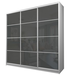 Шкаф 3-х дверный MAX МШ-27-6-27-222, Профиль Белый/Цвет Белый/с темно-серой пленкой Oracal в Саранске