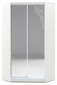 Шкаф-купе 2200х1103, ХИТ У-22-4-66-09, Орнамент, 2 зеркала, белая шагрень в Саранске