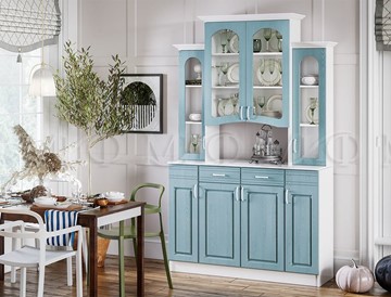 Кухонный шкаф Констанция 4-х створчатый, голубой в Саранске
