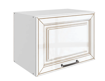 Кухонный шкаф Атланта L500 Н360 (1 дв. гл.) эмаль (белый/белый глянец патина золото) в Саранске