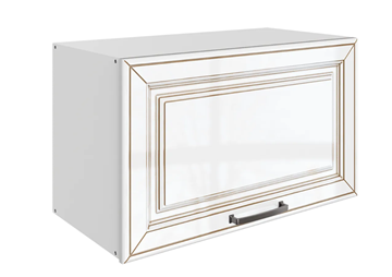 Шкаф на кухню Атланта L600 Н360 (1 дв. гл.) эмаль (белый/белый глянец патина золото) в Саранске