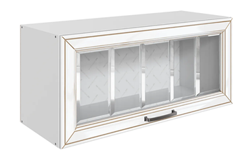 Навесной кухонный шкаф Атланта L800 Н360 (1 дв. рам.) эмаль (белый/белый глянец патина золото) в Саранске