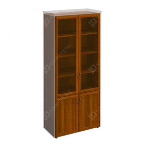 Шкаф для документов со стеклянными дверьми в рамке Мастер, темный орех (90х45х208) МТ 379 в Саранске