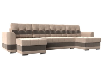 П-образный диван Честер, Бежевый/коричневый (велюр) в Саранске