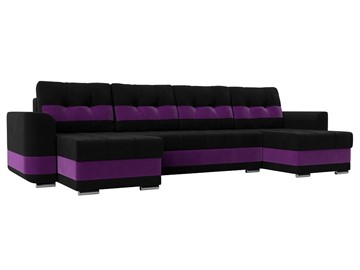 П-образный диван Честер, Черный/фиолетовый (вельвет) в Саранске