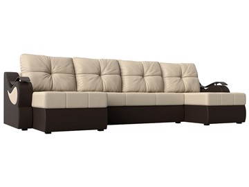 П-образный диван Меркурий П, Бежевый/коричневый (экокожа) в Саранске