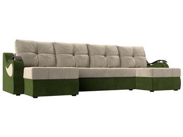 П-образный диван Меркурий П, Бежевый/зеленый (вельвет) в Саранске
