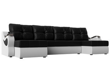 П-образный диван Меркурий П, Черный/белый (экокожа) в Саранске